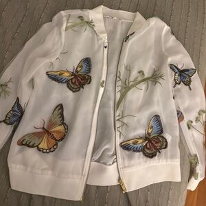 Embroidered Butterfly White Jacket